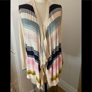 Parasol stripe fine knit cardigan